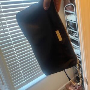 Black Clutch with Gold Chain